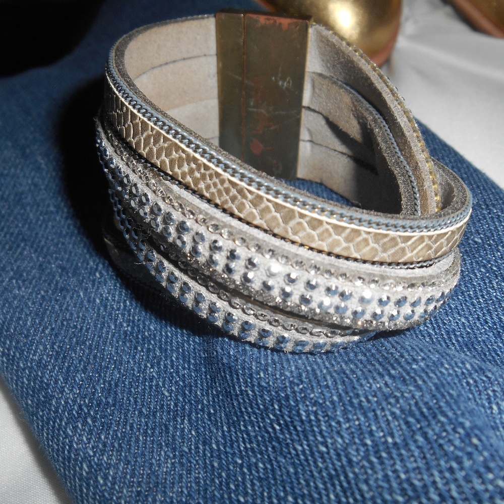 Leather, Bling Bracelet